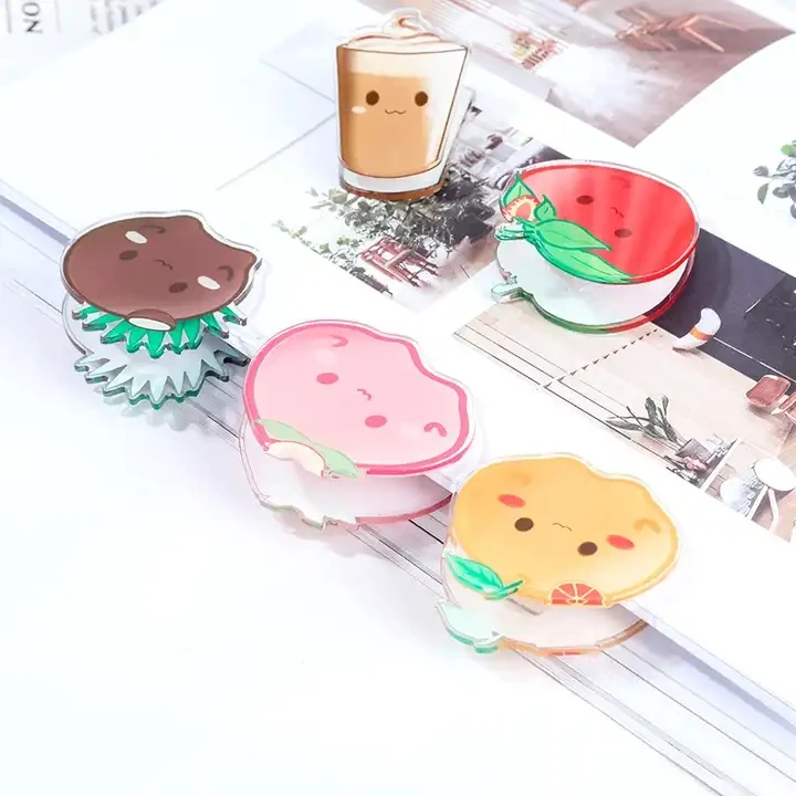 Mini Cute Acrylic Stationery Sticky Note Clips Custom Cartoon Anime PP Acrylic Paper Clip for Student