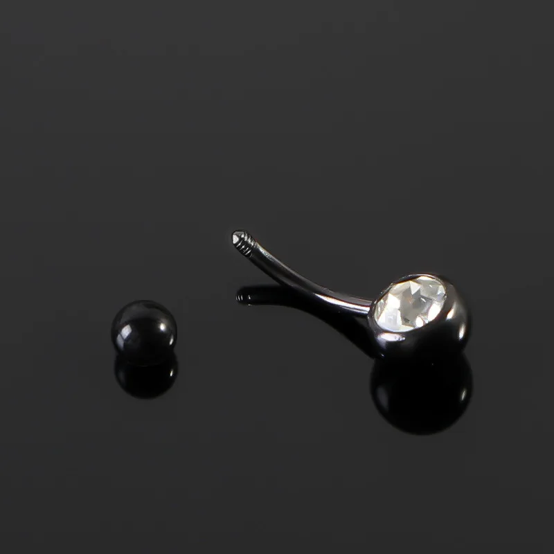 NUORO New Popular Acrylic Inlaid Diamonds Navel Nail Piercing Jewelry Colorful Soft Rod Pave Zircon Belly Button Ring