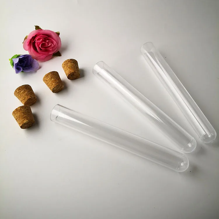 China Goods Hard PS Transparent Experimental Teaching Apparatus Roll Mouth Cocktail Test Tube Extended Plastic Tube