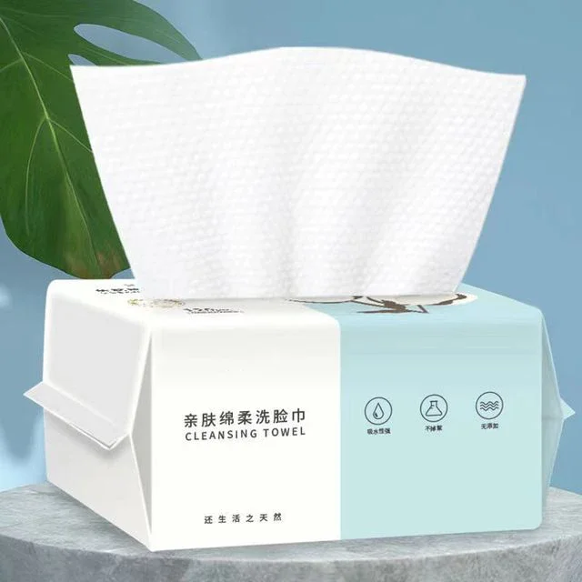 Jieshen 100PC Natural Disposable Face Towel Travel Facial Cleansing Wet And Dry Makeup Remover Cotton Soft Makeup Nonwoven Towel