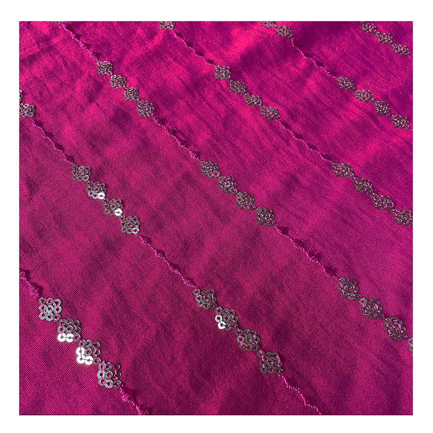 2022Pengda Textiles Modern 100 Polyester Plain Soft CEY Glitter Embroidery Jacquard Cut flower Spangly Fabric For Muslim