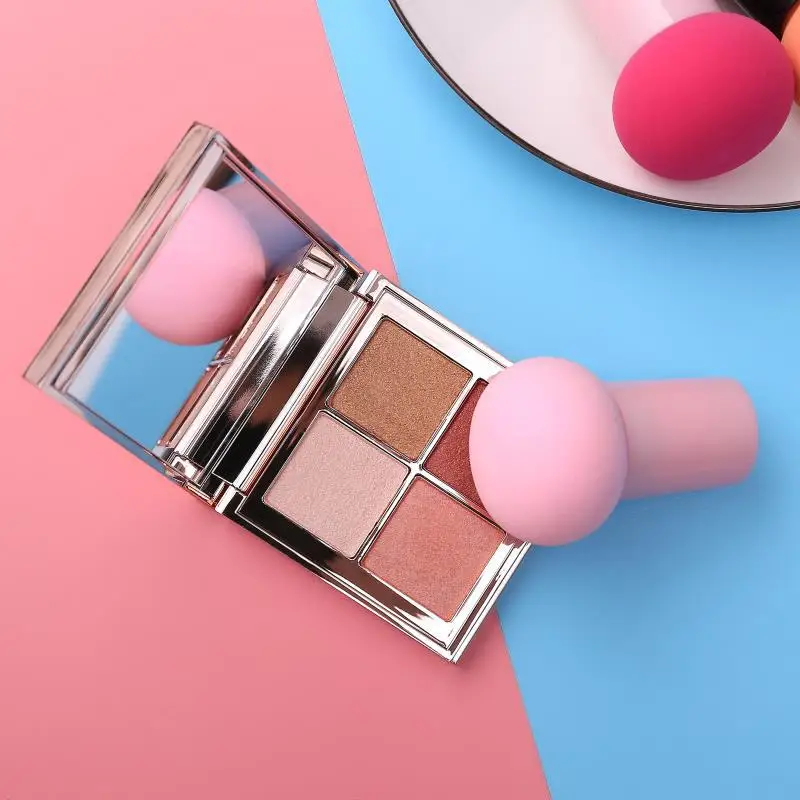 
Private Label Round Mushroom Head Makeup Cosmetic Sponge Long Handle Powder Puff With Plastic Cover 