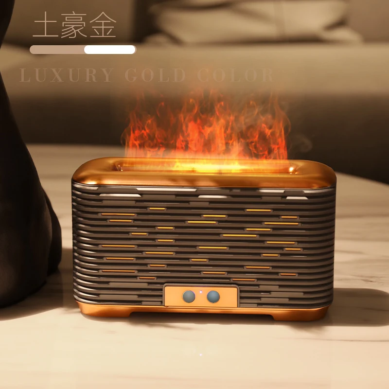 Home Office Bedroom Desk Lamp Flame Night Light Water Tank fireplace Humidifier With 350ML USB Aroma Diffuser Humidifier