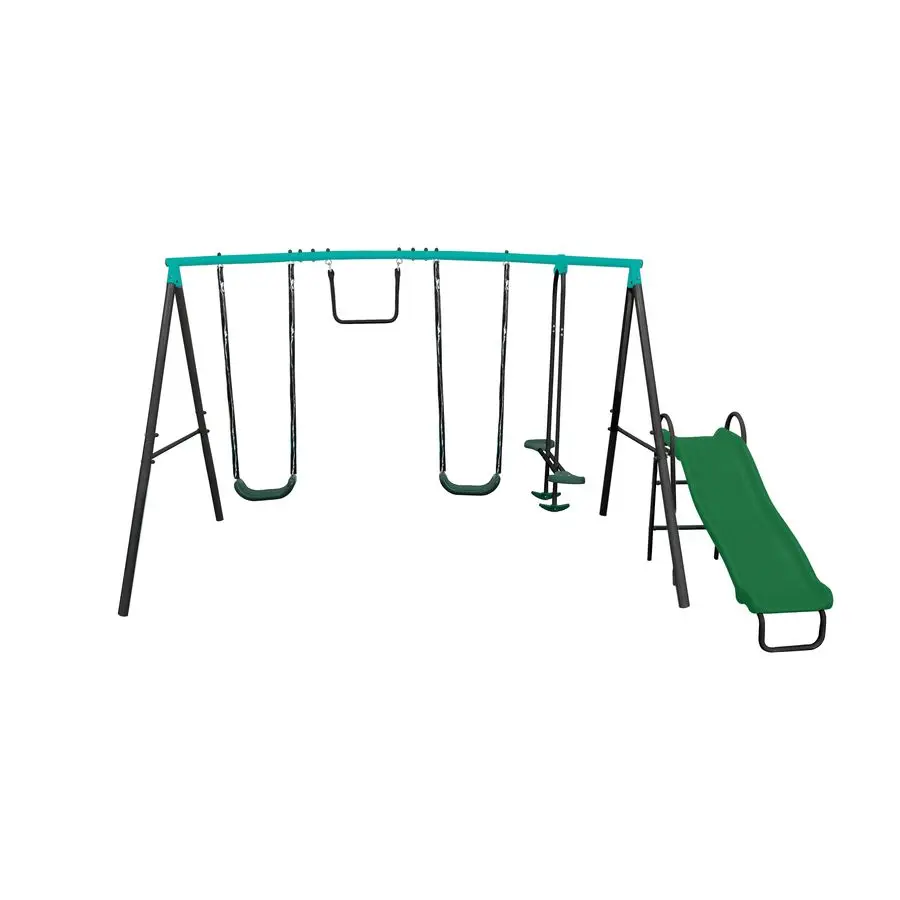
TUV Certification Factory Directly Sell Easy Assembly Outdoor Hanging Chair Swing Set With Slide For Kids 