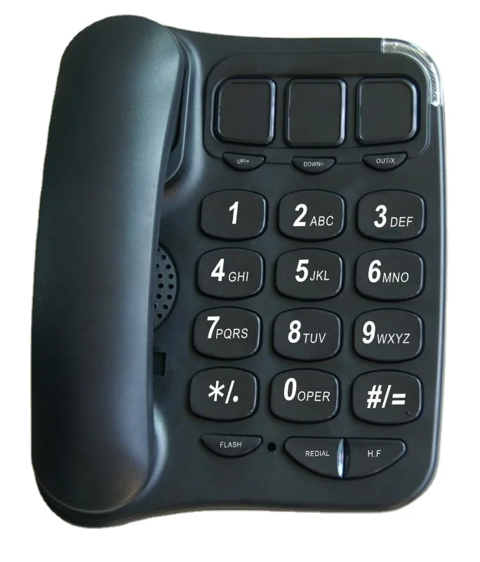 OEM Factory White Black Milk Optional Seniors Corded Big Button Telephone with Big Volume LED Indicator
