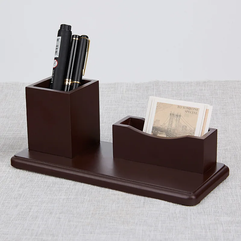 Wholesale desktop wooden pen holder wooden business card remote control storage box & pen holder