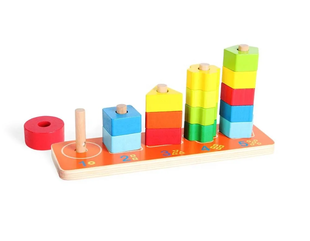 Montessori Early Childhood Geometric five-column shape matching block toys Wooden sorting puzzle toys for children 3-5 years old