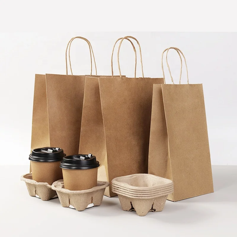 oem wholesale custom printed bulk recyclable low price eco-friendly cololured craft kraft paper bags with flat handle