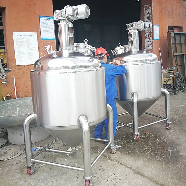 Food grade heating jacketed stainless steel beverage mixing tank with agitator