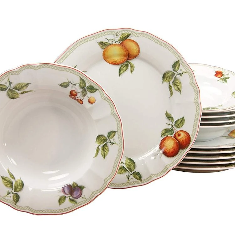 18pcs ceramic kitchen ware sets /porcelain dinner plate and mugs dinner set for 6