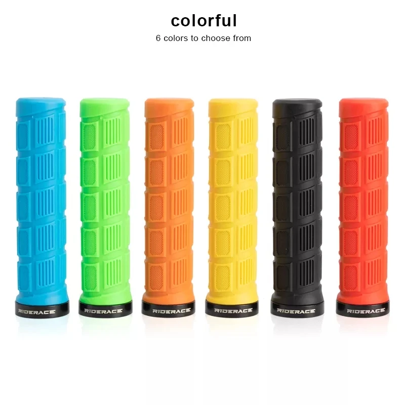 RIDERACE 1 Pair Bike Grips MTB Mountain Bike Aluminum Alloy Durable Handlebar Grips Cycle Bicycle Lock BMX Anti-Slip Rubber Grip