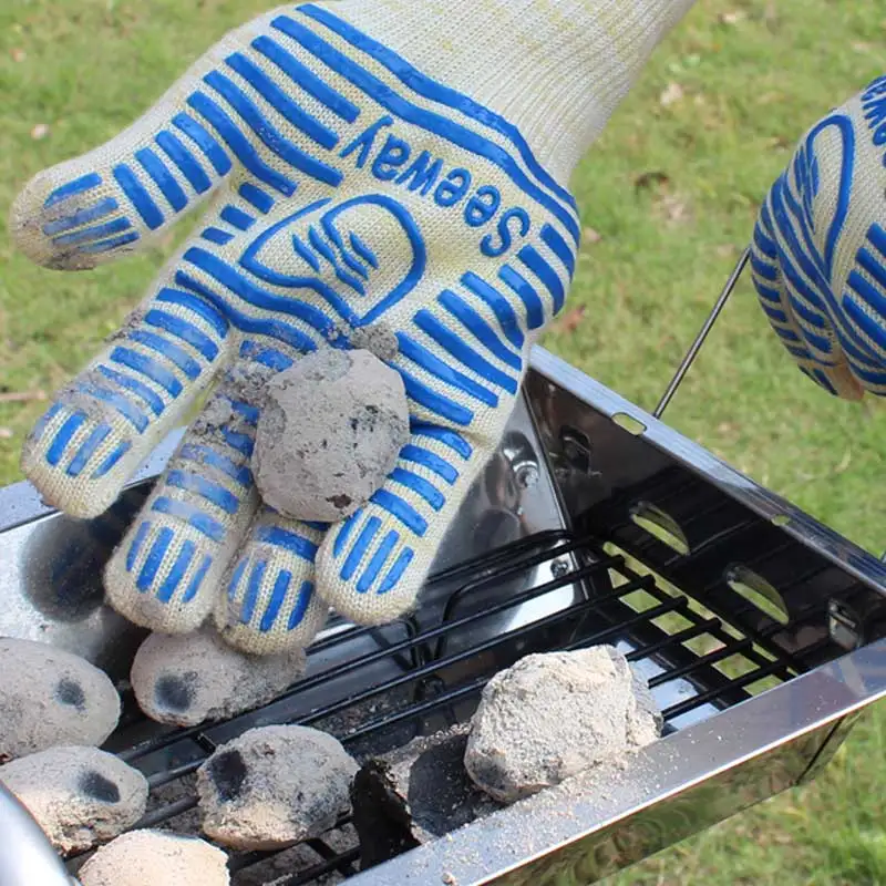 Seeway Triple layer Five Fingers 1472F heat Gloves For BBQ Grilling