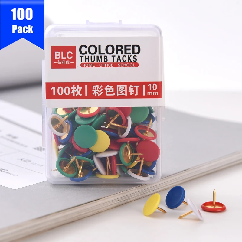 Hot selling push pins 100 pieces round head metal push pins suitable for maps, photo walls, cork board announcement  Thumbtack