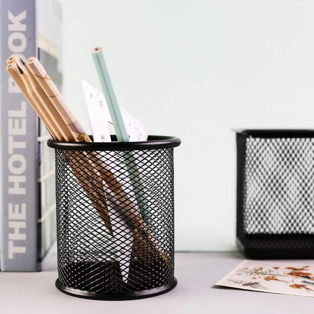 4 Packs Metal Pen Cup Desk Pen Organizer Case Wire Mesh Pencil Holder