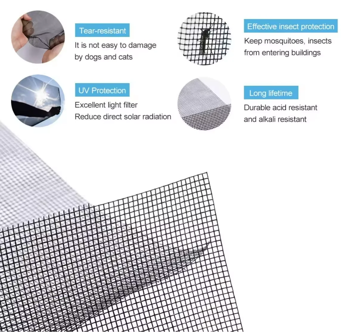 wholesale accessories anti mosquito fly bug window screen net mesh mosquito fiberglass net for windows and doors