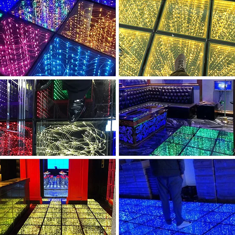 Wholesale price led starlight dance floor tiles sensor 3d glass led dance floor for weddings events