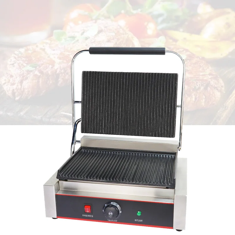 TARZAN Commercial Use Kitchen Equipment Stainless Steel Electric Panini Sandwich Press Maker Grill Contact Grill