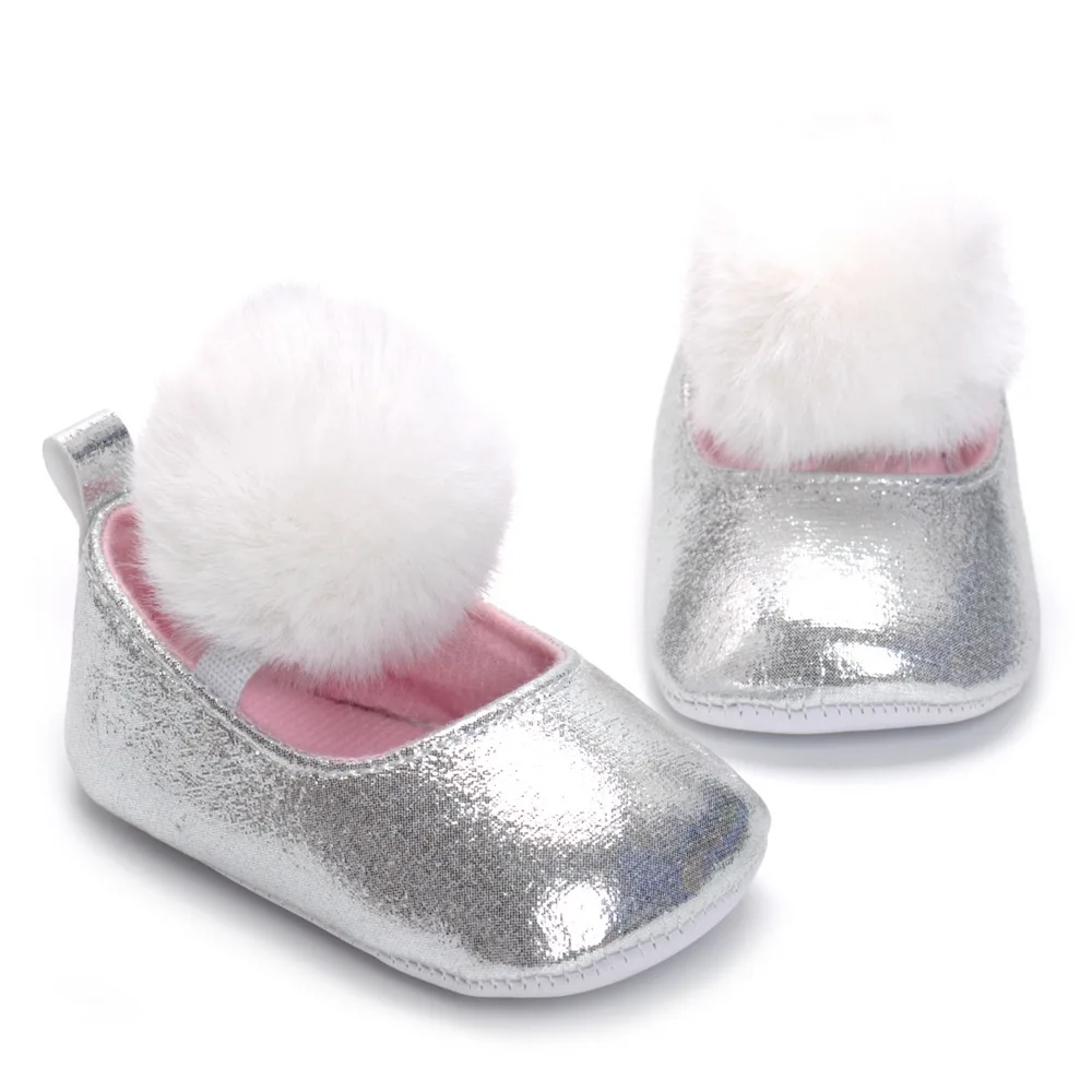 Fashion new baby shoes 0-1 year old big hair ball elastic girl baby fashion single shoes toddler shoes manufacturers wholesale