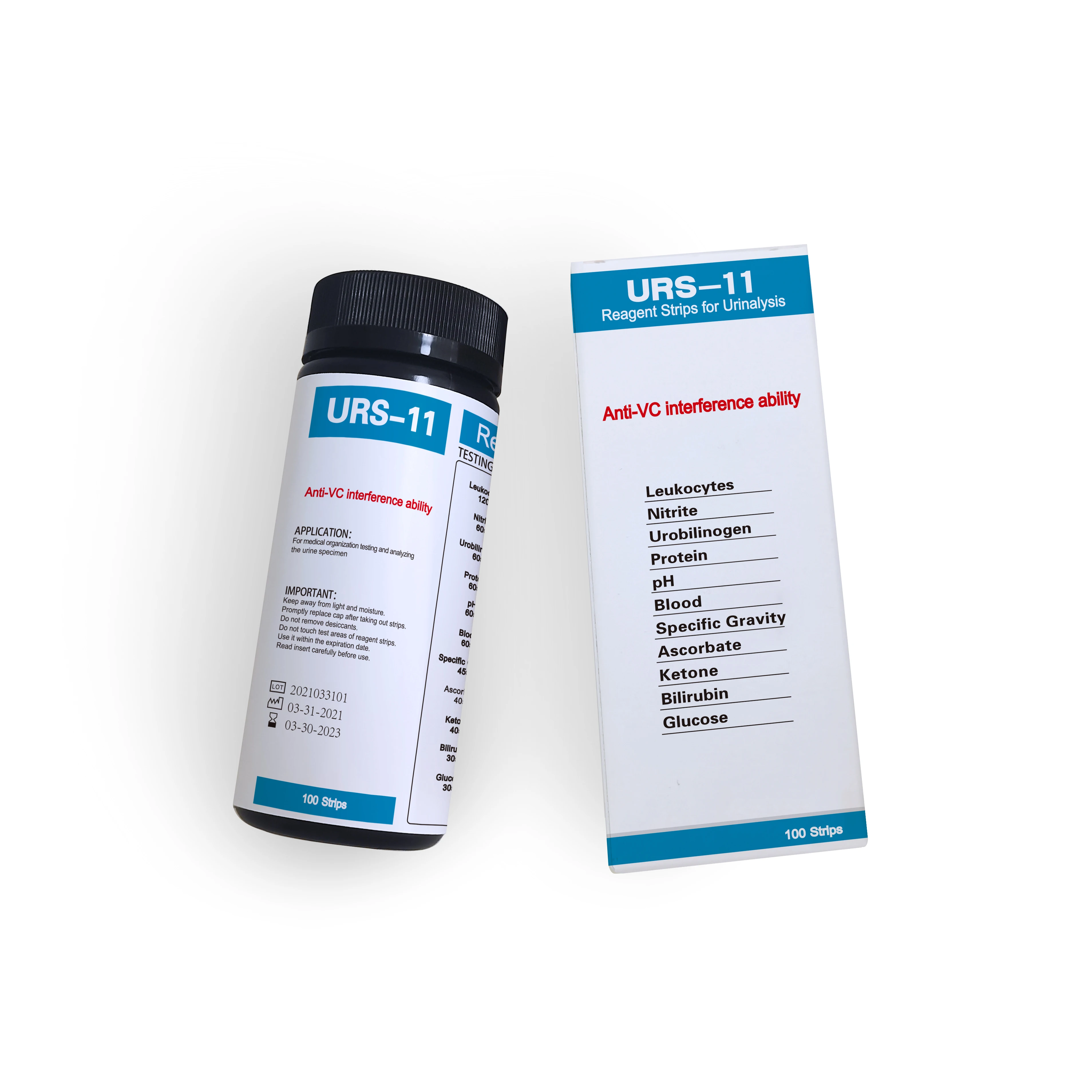 URS-11 Urinalysis Test Strips, Results in 60 s, Pack  of 100
