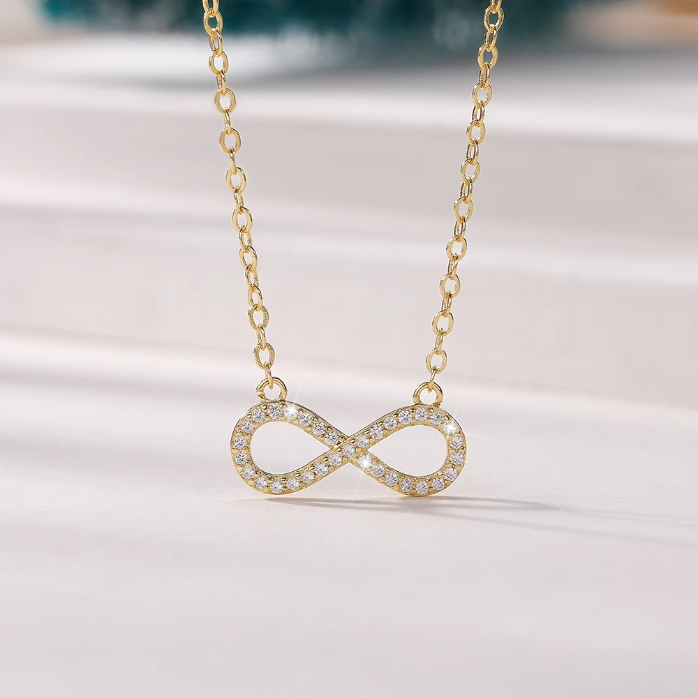 CAOSHI 18K Plating Fashionable Infinity Shape Simply Necklaces Cubic Zirconia Micro Insert Trend Women Pendant Necklace