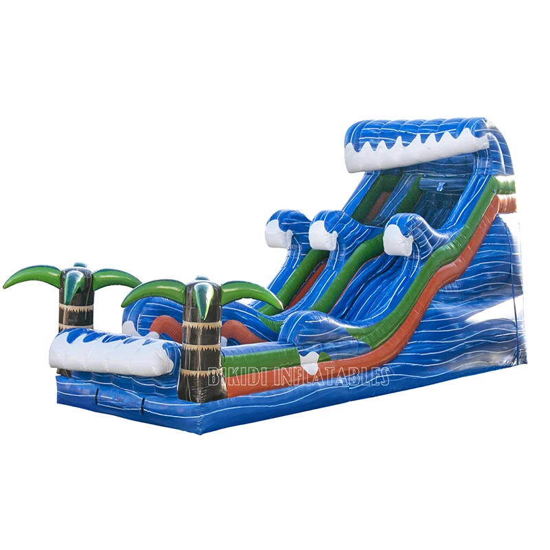 Inflatable Water/Dry Slide, Blue Crush Slide, Inflatable Tropical Palm Tree Tsunami Slide