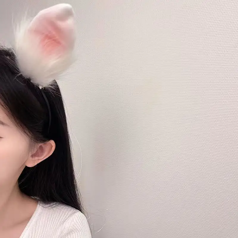 plush cosplay headdress lovely cartoon anime powder cochlear wolf beast ears rabbit hairpin accessories