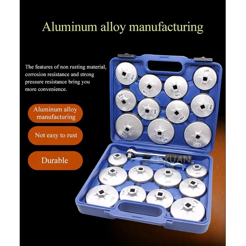 23pcs Cup Type Aluminum Oil Filter Set Wrench Socket Removal Garage Tools Kit for BMW for VW Universal
