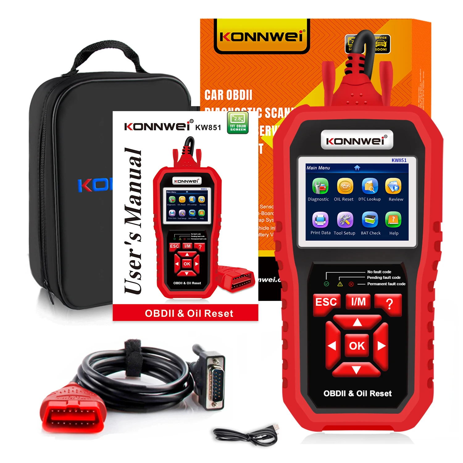 New Version OBD2 Car Engine Trouble Codes Diagnostic Tool with Oil Reset Function KW851