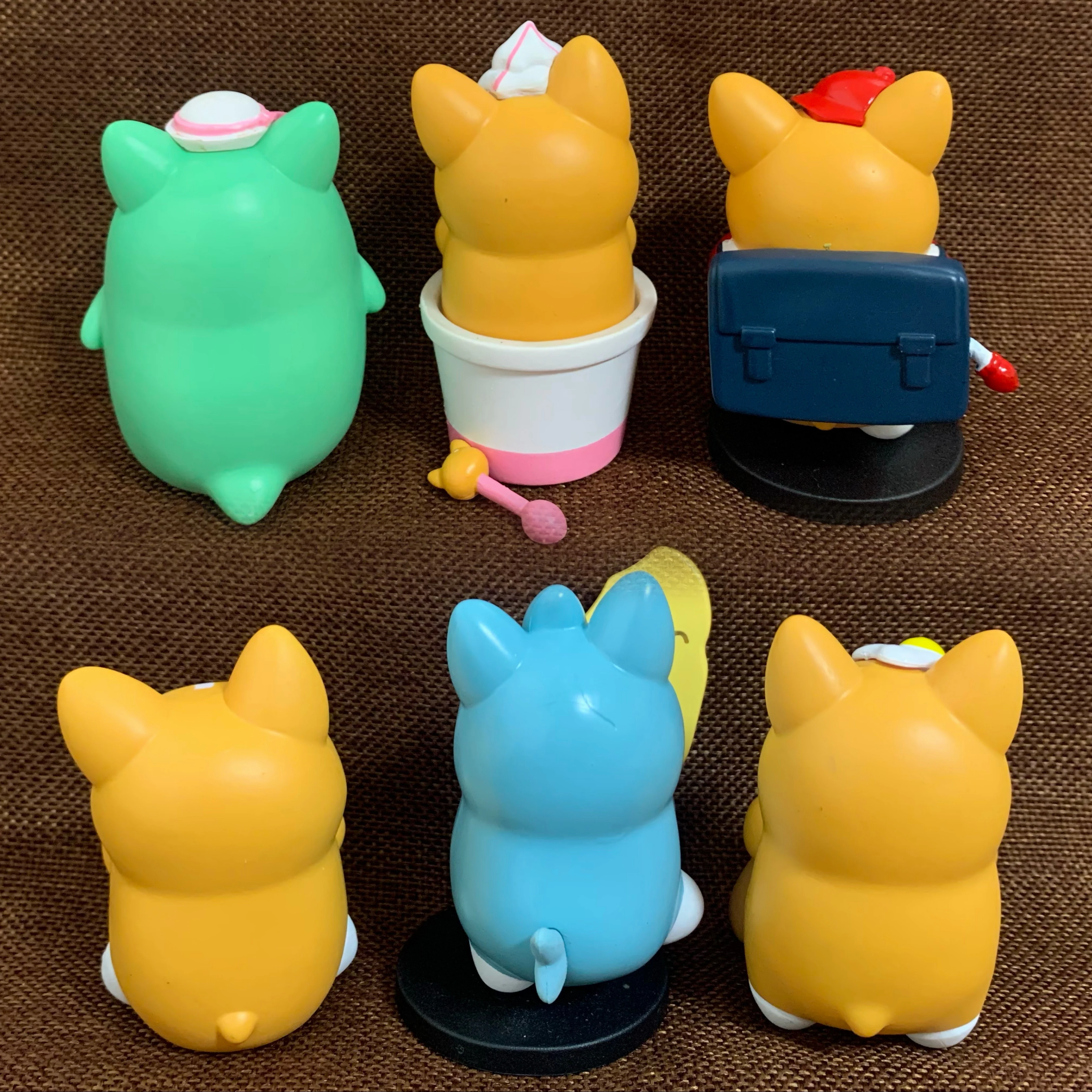 6PCS Corgi Dog Toy Food Gourmet Ice Cream Bread Backpack Shape Hand-Made Capsule Doll Ornaments Home Decoration Chidren Gift