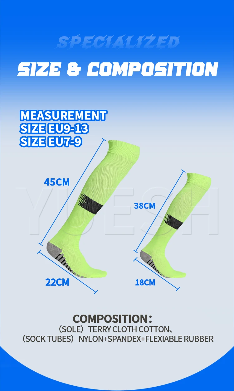 Men Sport Football Socks Plain Knee High Sport Socks full polyester striped soccer socks