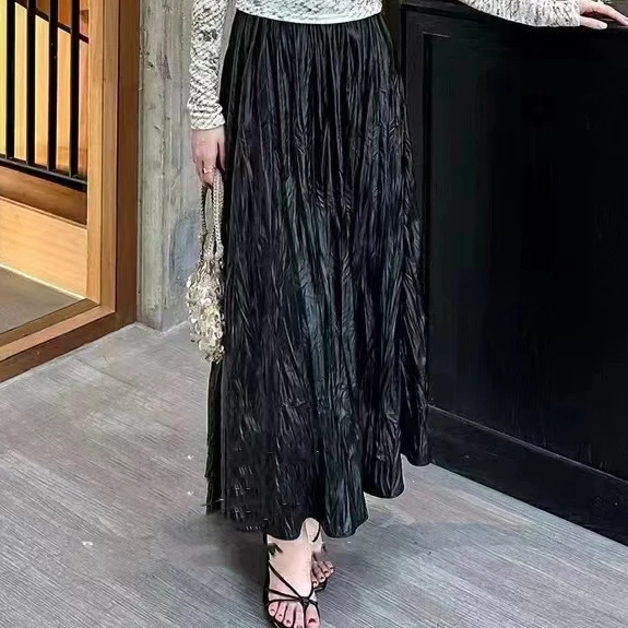 Женская элегантная эластичная плиссированная юбка макси свободная