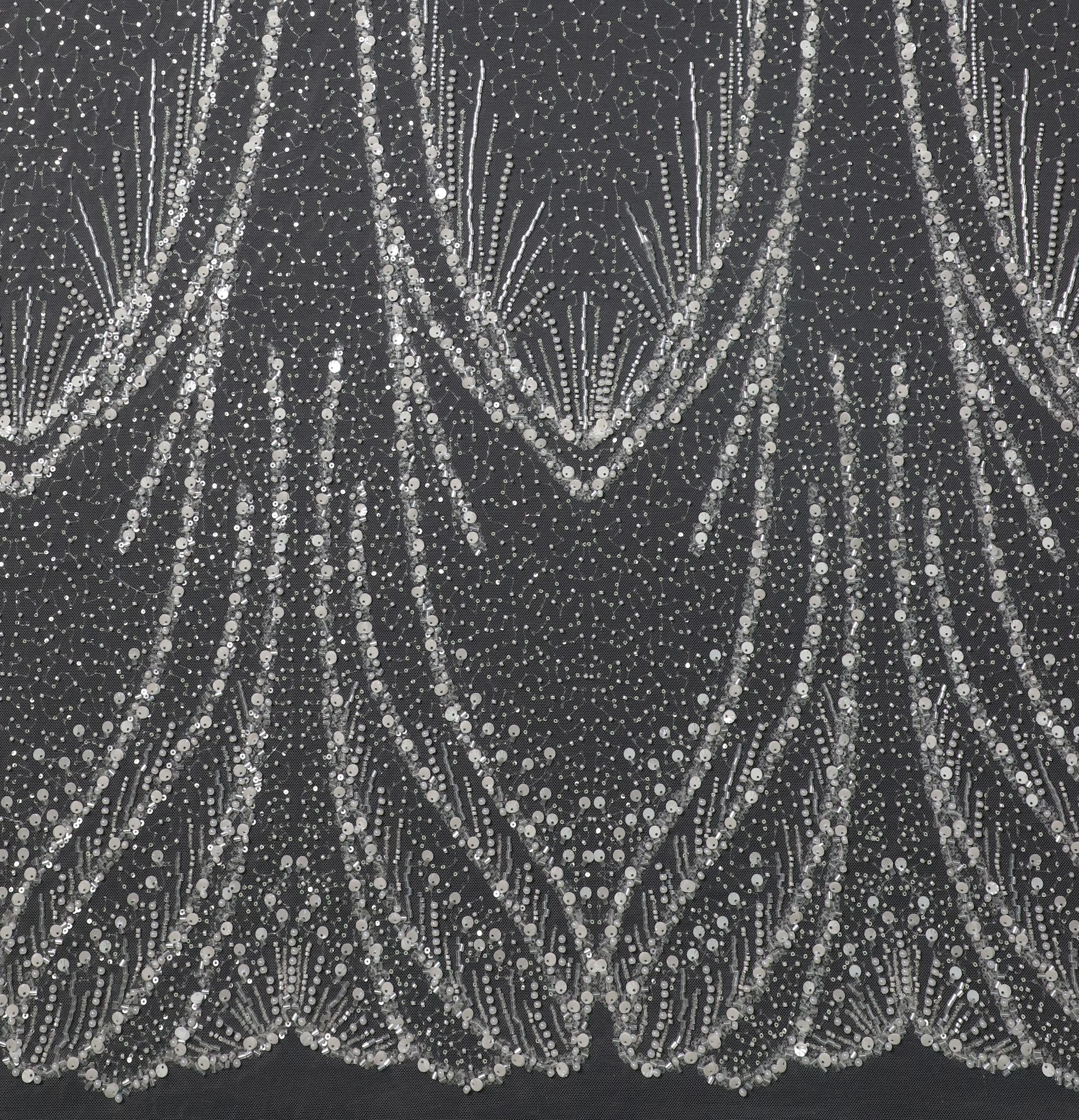 ZX251 Exquisite royal sequins beaded lace Dubai ladies fabric embroidery lace tulle Muse wedding dress Fabric