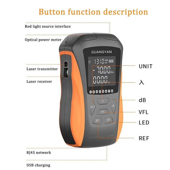 FTTH Six in one Multifunction Fiber Optic Tester 6 in 1 Fiber Optic Cable Tester Tool Y8 Optical Power Meter