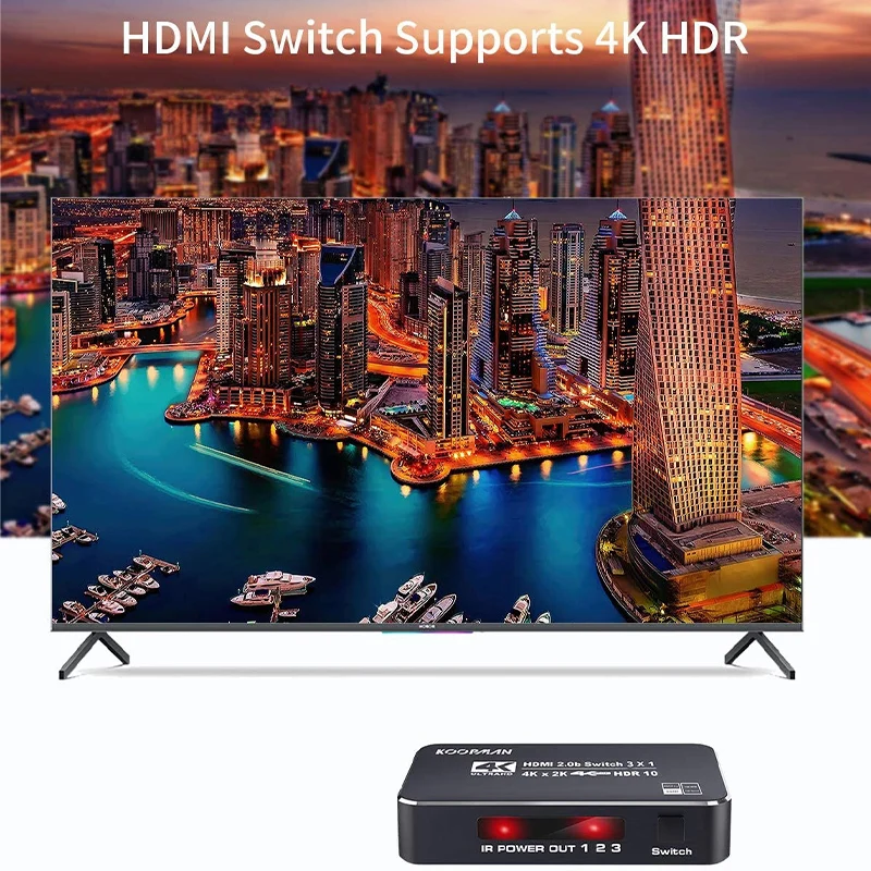 4K HDR HDMI переключатель с 3 портами 60 Гц 2 0 ИК беспроводным пультом дистанционного управления поддерживает HDCP