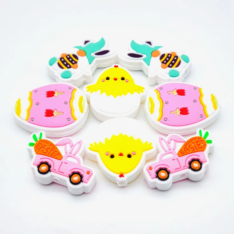 Custom Easter Day Baby Teething Toy Silicone Focal Beads For Pens Pendant Jewelry Key Chain Tassel Diy Adults Crafts Supplies