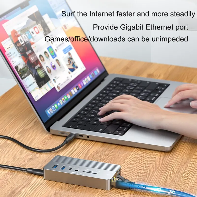 10-In-1 Docking Station USB Type C 3.1 HUB To HDMI-Compatible RJ45 Lan NVME acasis usb hub ssd for Mac Pro USB Splitter