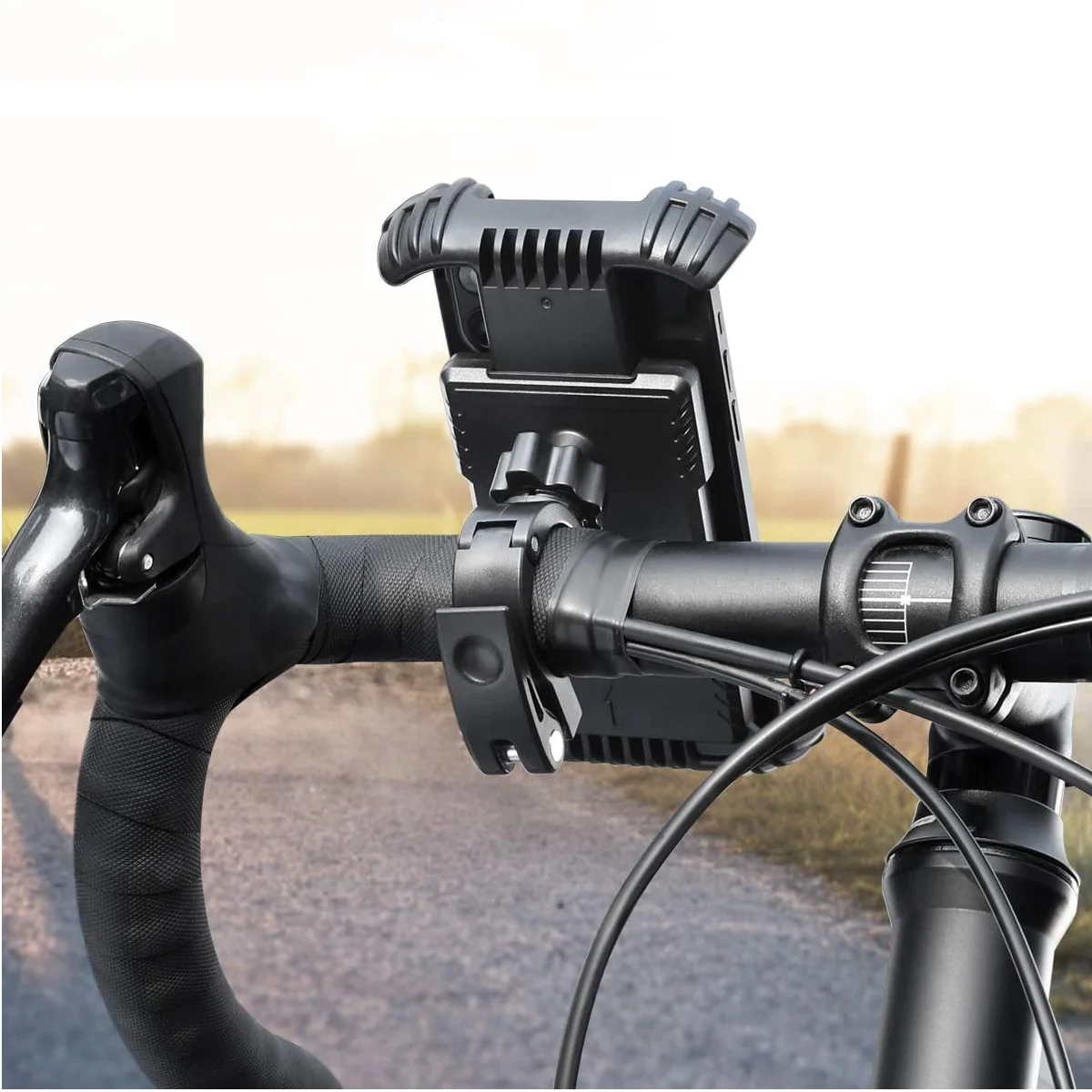 2021 New Adjustable 4.7 to 7 inch ABS with Rubber Motorcycle Bicycle Handlebar Mount Bike Cellphone Mobile Cell Phone Holder
