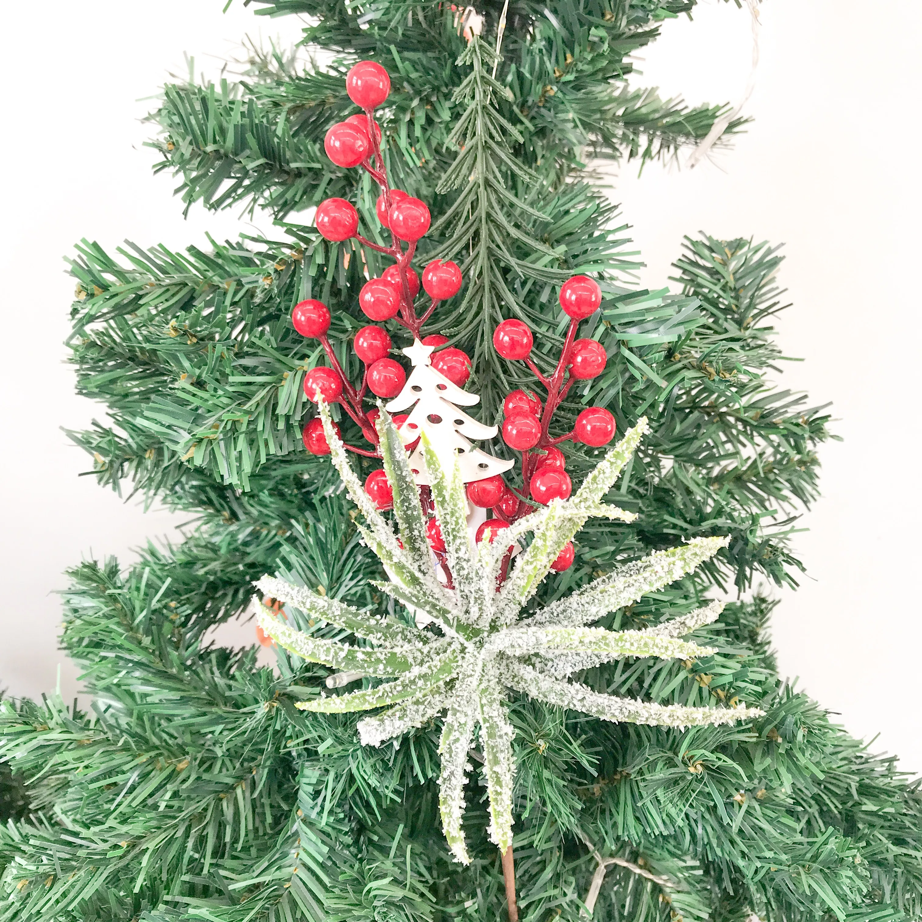 Artificial berries pine branches snowflakes water plants Christmas decorations