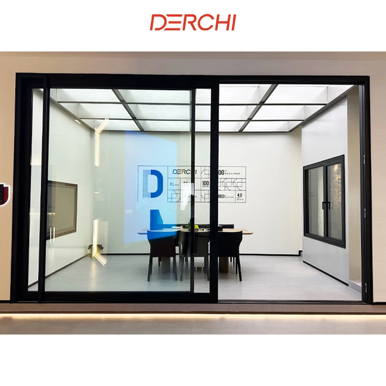 DERCHI NFRC AS2047 Hurricane proof impact laminated glass 5+27A+5mm balcony patio sliding door insulation aluminium slide door
