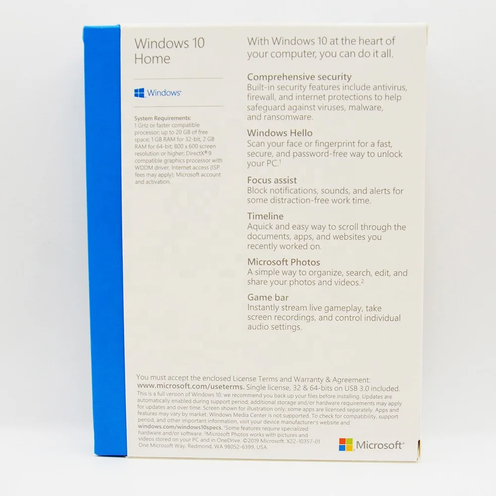 
Microsoft Windows 10 home 64 bits Retail Box Package 3.0 USB flash drive Windows10 home 