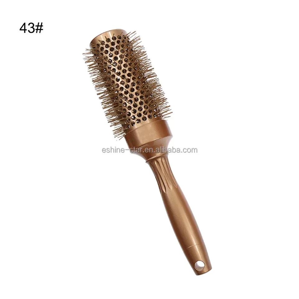 Gradient Color 2 In 1 Hair Straightener And Curler Ionic Hairbrushes Professional Salon Makeup Brushes Round Ceramic Brush Comb