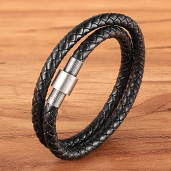 Big Discount Braided Bracelet Stainless Steel Vintage Style Magnet Buckle Men Jewelry Custom Size DIY LOGO Friendship Gift