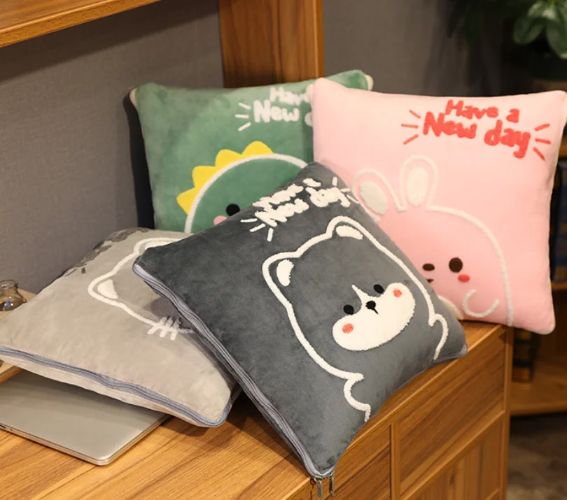 
Creative cartoon air conditioner cushion multi-function throw 2 in 1 pillow blanket Cushion 