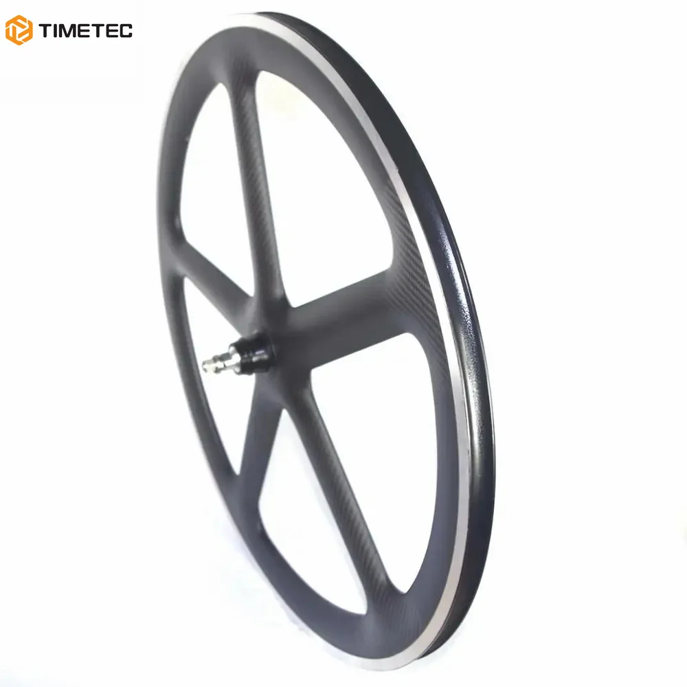 5 Spoke Fixed Gear Track Bike Carbon Wheels Alloy Brake Surface 50mmProfile 23mm Width Single Speed Bicycle Wheel