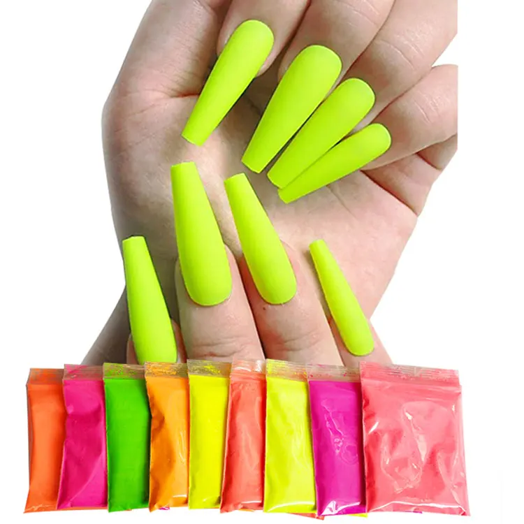 Brand Mcess FFEE SAMPLES cosmetic grade fluorescent customize color high pigment neon powder in bulk nail art neon powder pigmen