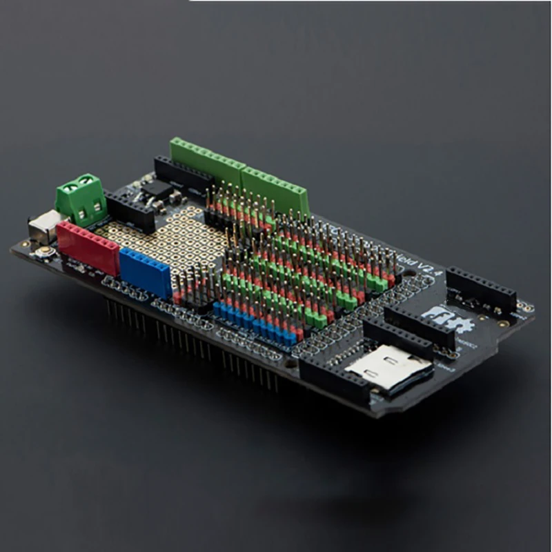Плата расширения MEGA sensor V2.4 поддерживает универсальный разъем Arduino и внешний источник питания