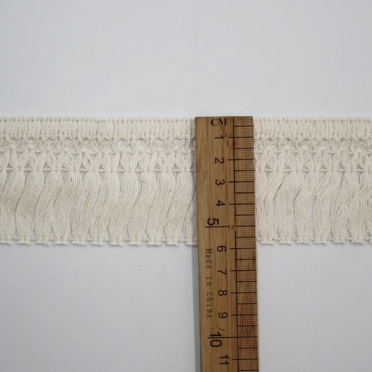 Wholesale 60mm wide White Beige 6cm Cotton Carpet Rug Tassel Fringe Trims for Home Textile Garment Decoration Curtains