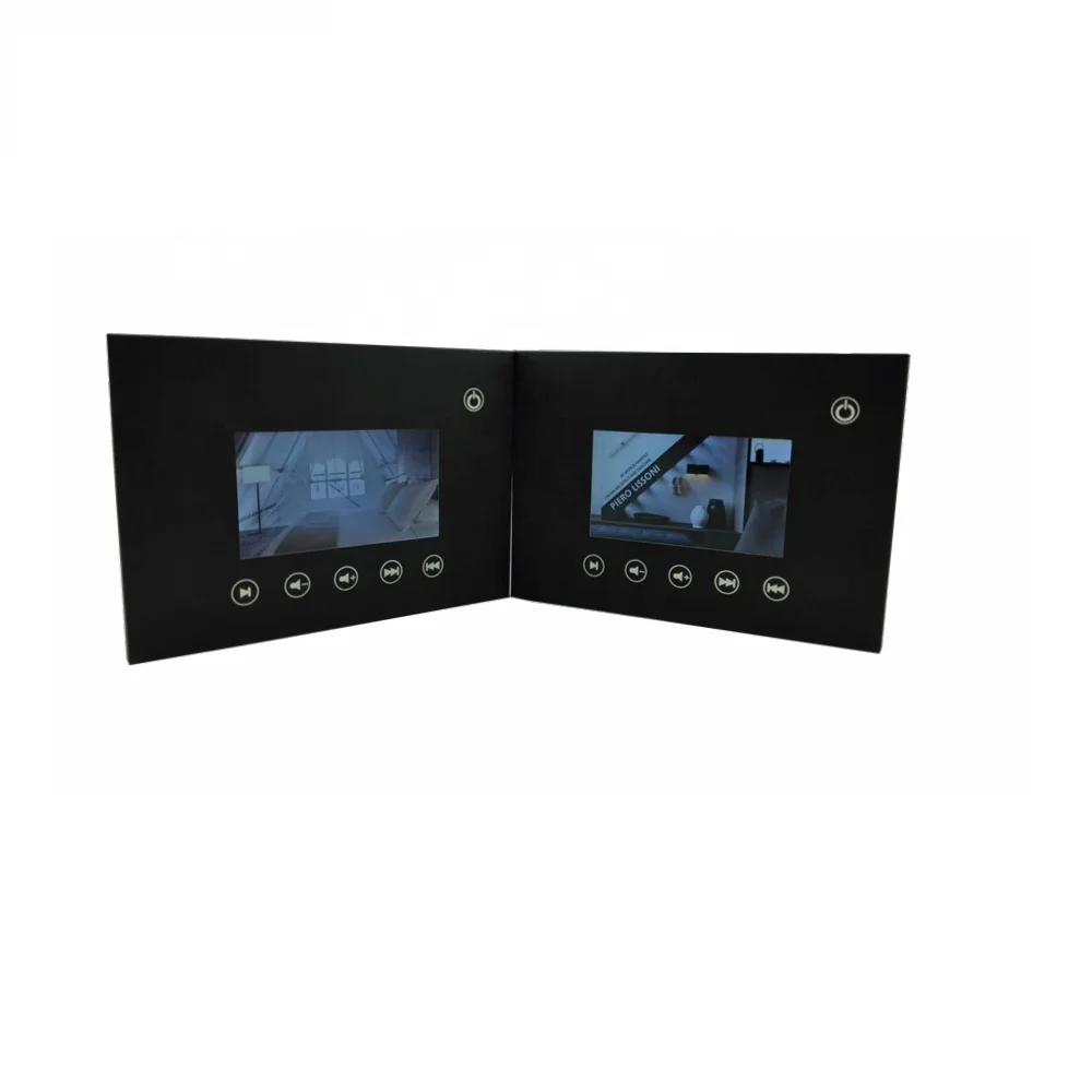LCD Video Cards Black Video Brochures Hot Selling High Printing Quality 5inch A5 Greeting Card