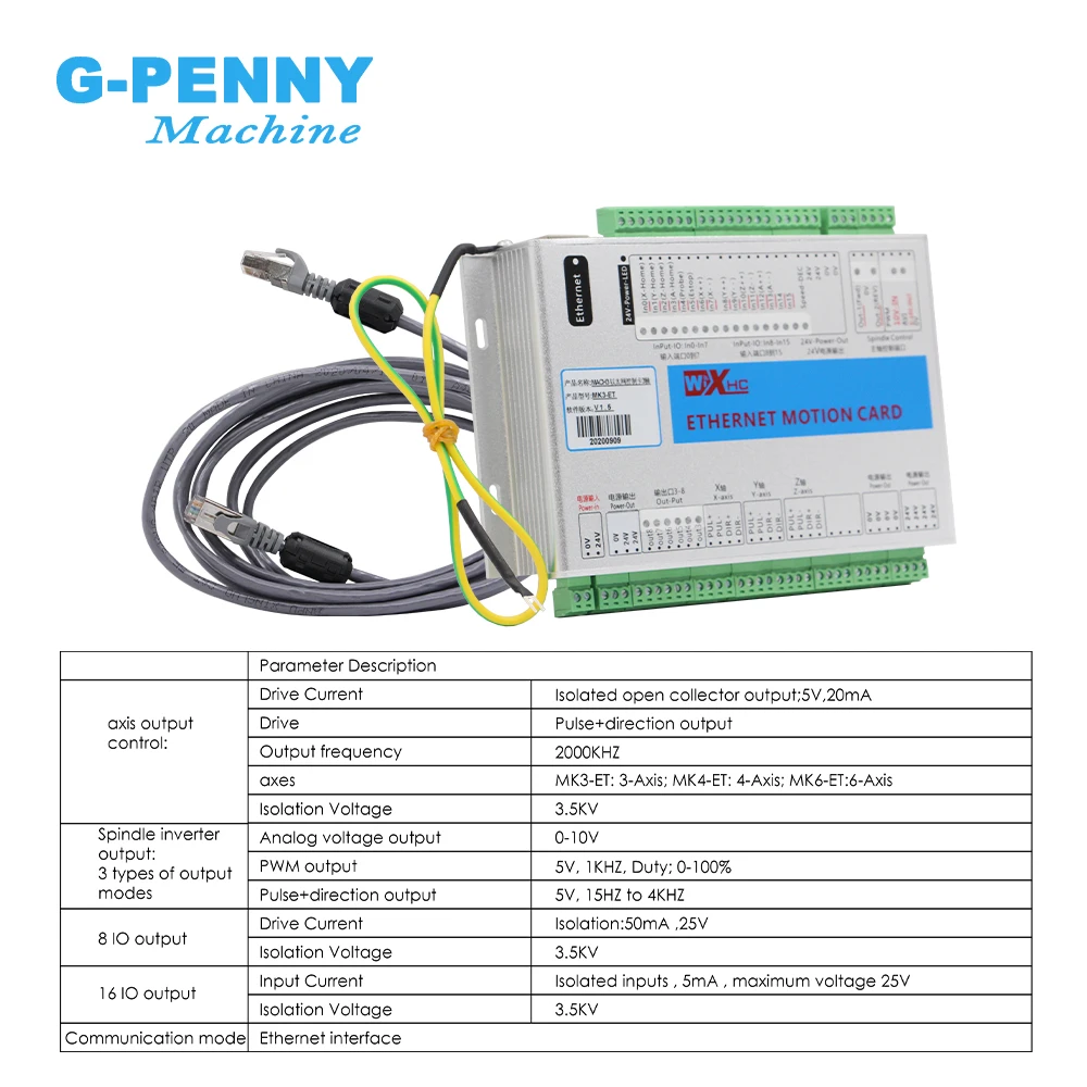XHC Ethernet 2000KHZ Frequency For stepper motor/servo 4 axis machine cnc motion Controller board