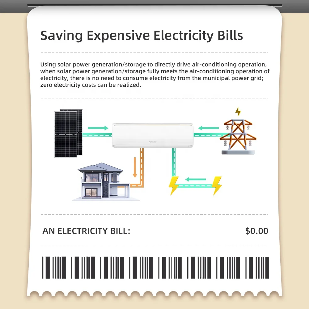 Puremind Climatiseur Solaire New Energy Solar Air Conditioner 9000Btu 1HP 48V Off Grid DC Aircon for Household Commercial Hotel